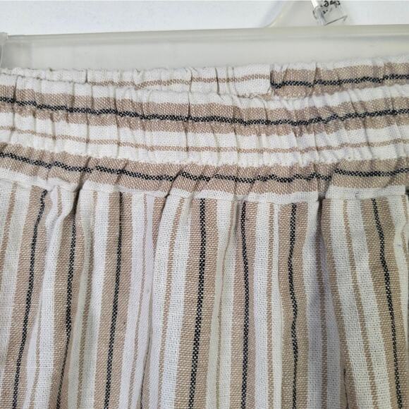 Jessica London Plus 20W Linen Blend Wide Leg Pants Beige Stripe Elastic Waist - Picture 4 of 8